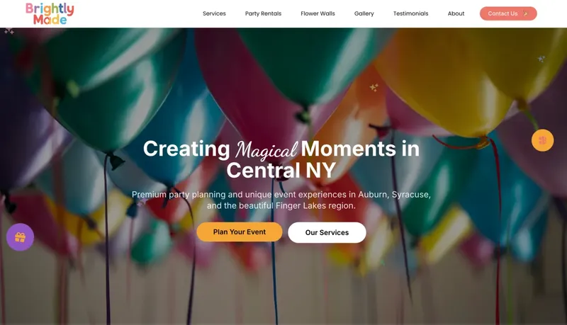 Brightly Made Events website screenshot