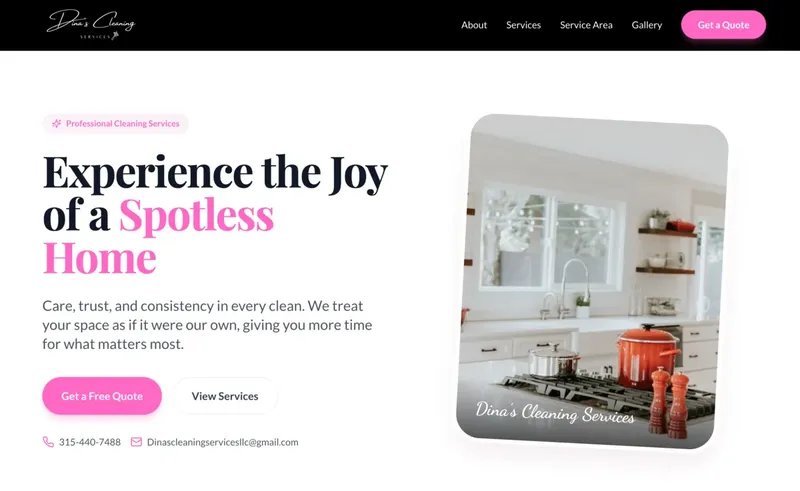 Dina's Cleaning Services website screenshot