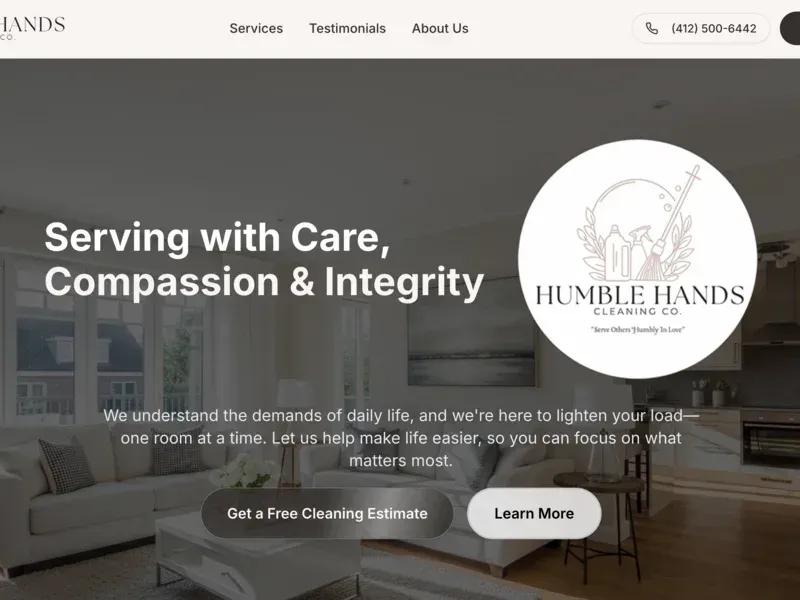 Humble Hands Cleaning Co. website screenshot